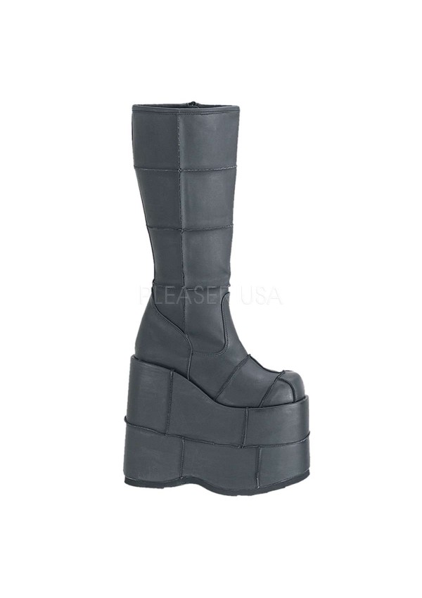 Mens Platform Patched Knee Boots