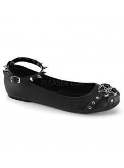 Pentagram Star Black Faux Leather Spiked Ballet Flat