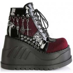 Stomp Burgundy and Black Charmed Wedge Bootsie