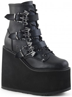 Bat Buckled Swing 103 Wedge Platform Ankle Boots