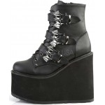 Bat Buckled Swing 103 Wedge Platform Ankle Boots