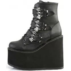 Bat Buckled Swing 103 Wedge Platform Ankle Boots