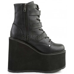 Bat Buckled Swing 103 Wedge Platform Ankle Boots