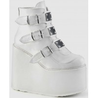 White Swing 105 Platform Wedge Ankle Boots