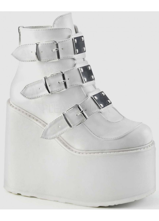 White Swing 105 Platform Wedge Ankle Boot Gothic Boots for Women