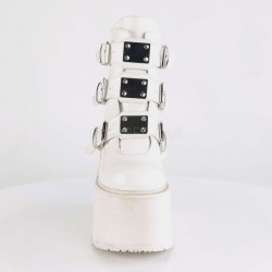 White Swing 105 Platform Wedge Ankle Boots