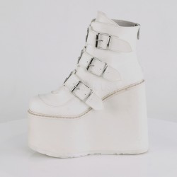 White Swing 105 Platform Wedge Ankle Boots