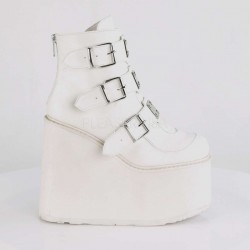 White Swing 105 Platform Wedge Ankle Boots