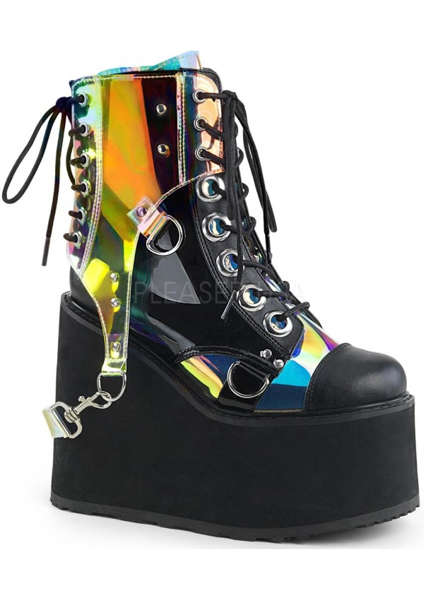 Hologram Bondage Strap Black Gothic Ankle Boots