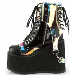 Hologram Bondage Strap Black Gothic Ankle Boots