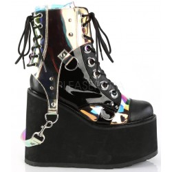 Hologram Bondage Strap Black Gothic Ankle Boots