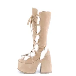 Tan Faux Fur Camel-311 Platform Knee Boot