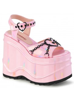 Wave Platform Pink Heart Buckled Platform Sandal