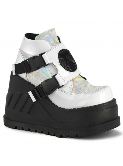 Stomp White Hologram Wedge Ankle Boots