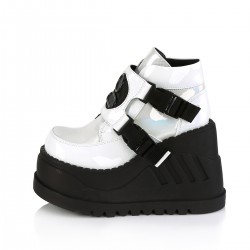 Stomp White Hologram Wedge Ankle Boots