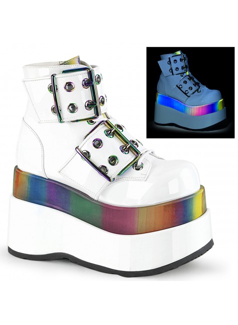 Bear White Rainbow Platform Ankle Boots