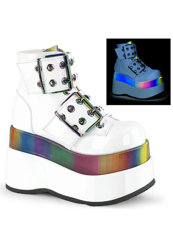 Bear White Rainbow Platform Ankle Boots