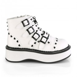 Emily White Low Platform Heart Stud Ankle Boots