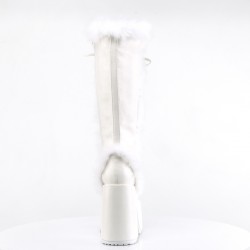 White Faux Fur Camel-311 Platform Knee Boot