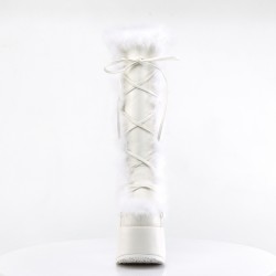 White Faux Fur Camel-311 Platform Knee Boot