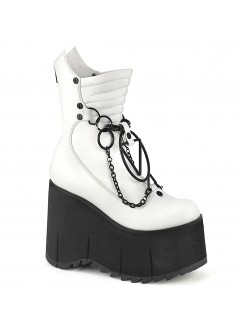 Kera White Quilted Platform Ankle Boots