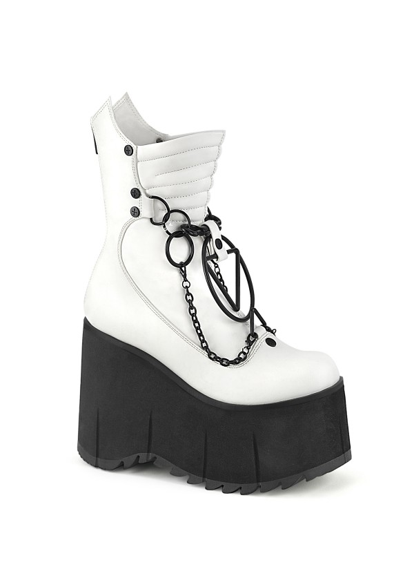 Kera White Quilted Platform Ankle Boots