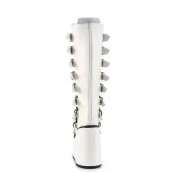 Swing White Buckled Womens Platform Boots
