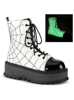 Spiderweb White Slacker Ankle Boots