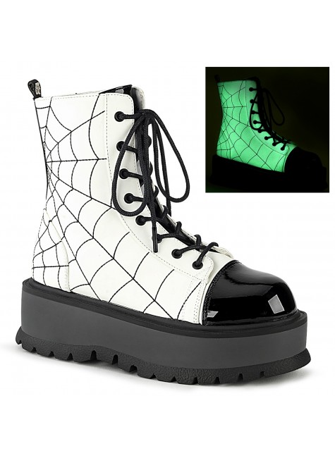 Spiderweb White Slacker Ankle Boots