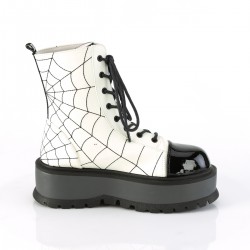 Spiderweb White Slacker Ankle Boots