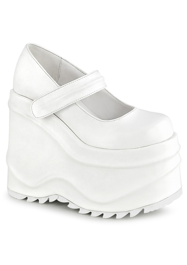 Wave White Platform Mary Jane