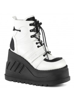 Stomp White Cybergoth Wedge Ankle Boots