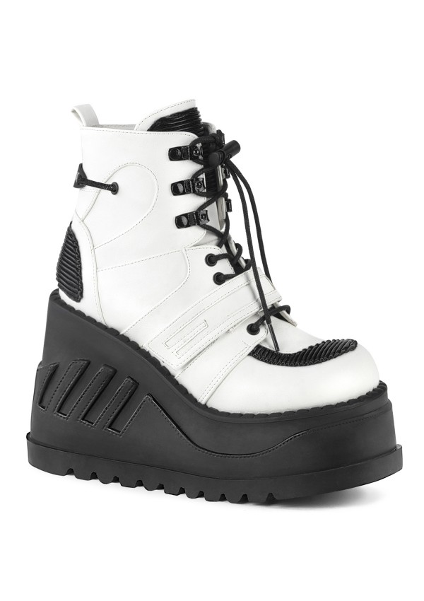 Stomp White Cybergoth Wedge Ankle Boots