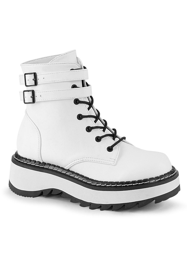 Lilith White Ankle Combat Boots