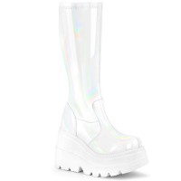 White Hologram Shaker-65 Womens Knee Boots