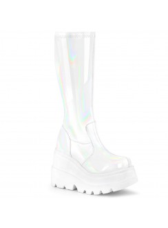 White Hologram Shaker-65 Womens Knee Boots