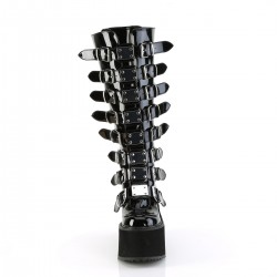 Swing Wide Calf Black Patent Platform Knee Boot