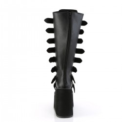 Swing Wide Calf Black Platform Knee Boot