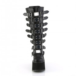 Swing Wide Calf Black Platform Knee Boot