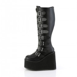 Swing Wide Calf Black Platform Knee Boot