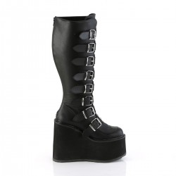 Swing Wide Calf Black Platform Knee Boot