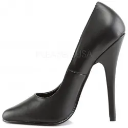 Black Leather 6 Inch Domina High Heel Pump