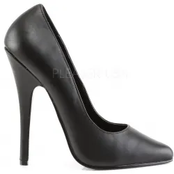 Black Leather 6 Inch Domina High Heel Pump