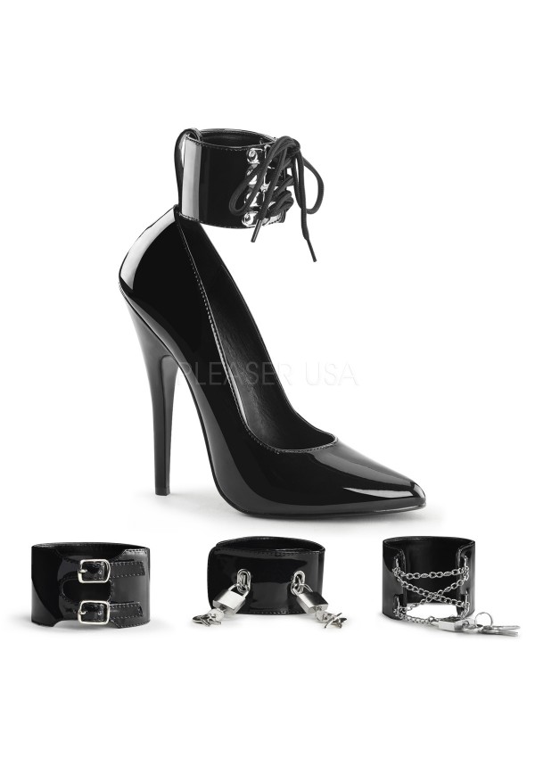 Locking Ankle Cuff Domina 6 Inch High Heel Pump Interchangeable Cuffs