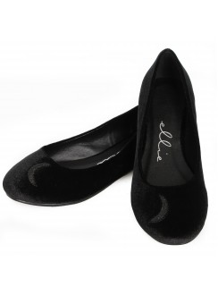 Moon Witch Black Velvet Flat Shoe