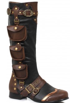 Amos Multi Pocket Steampunk Mens Knee High Boots