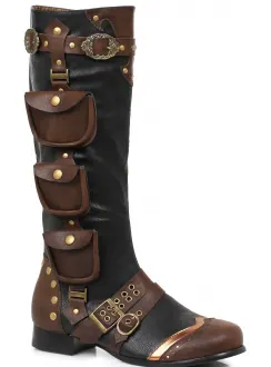 Amos Multi Pocket Steampunk Mens Knee High Boots