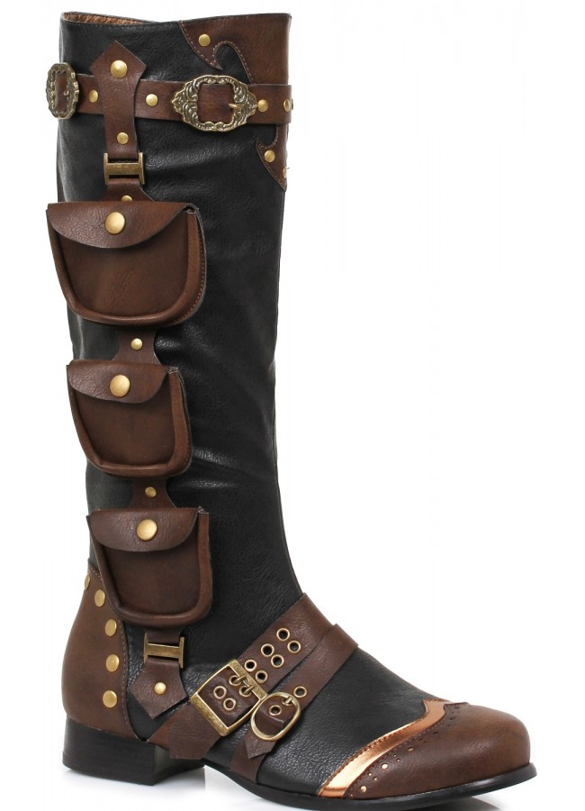 Mens Low Heel Amos Steampunk Style Boot 