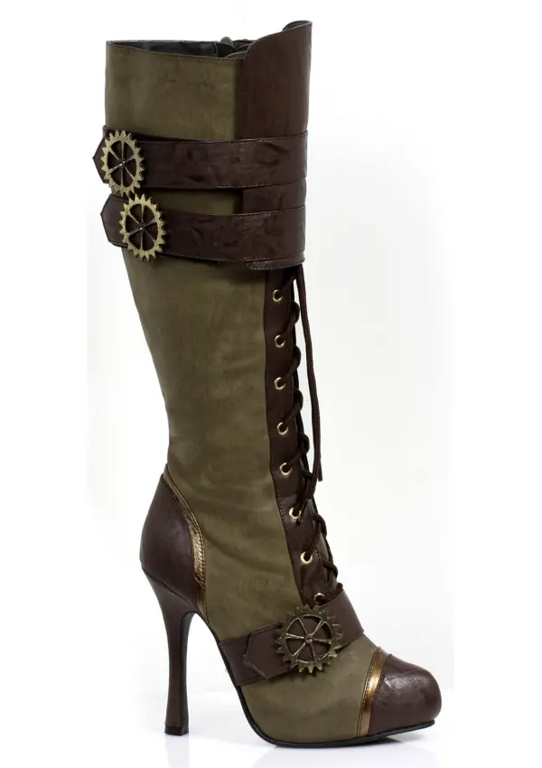 Quinley Steampunk Olive Green Boots