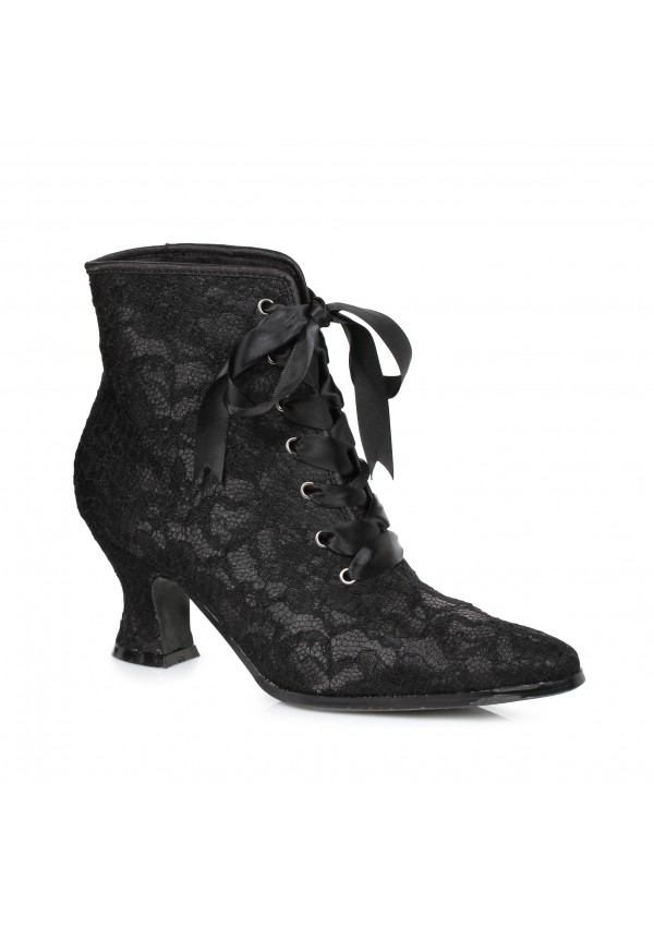 Victorian Black Lace Covered Ankle Boots